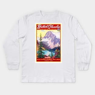 Vintage Travel Poster  Canada British Columbia 2 Kids Long Sleeve T-Shirt